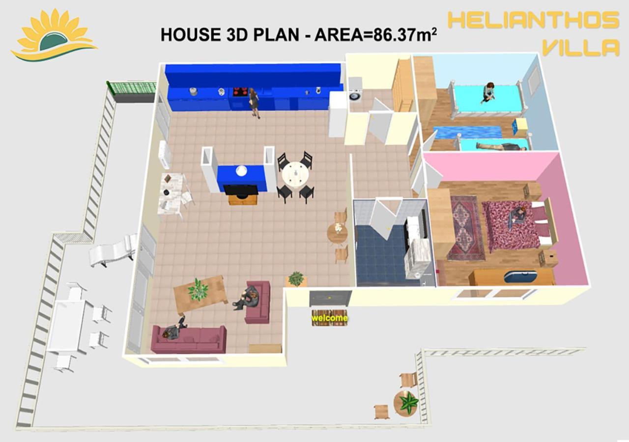 Helianthos Villa - Apartment No1 Palaiontsiflikion Luaran gambar
